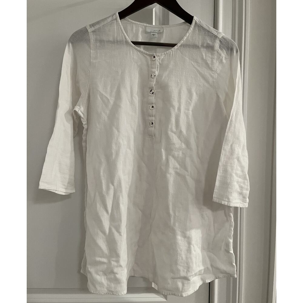 J. Jill PureJill Ivory White 100% Cotton 3/4 Sleeve Top Sz. S